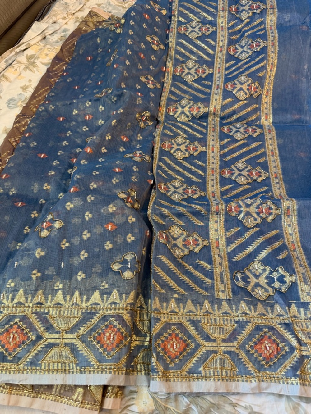 Original hand Karchupi zamdani saree